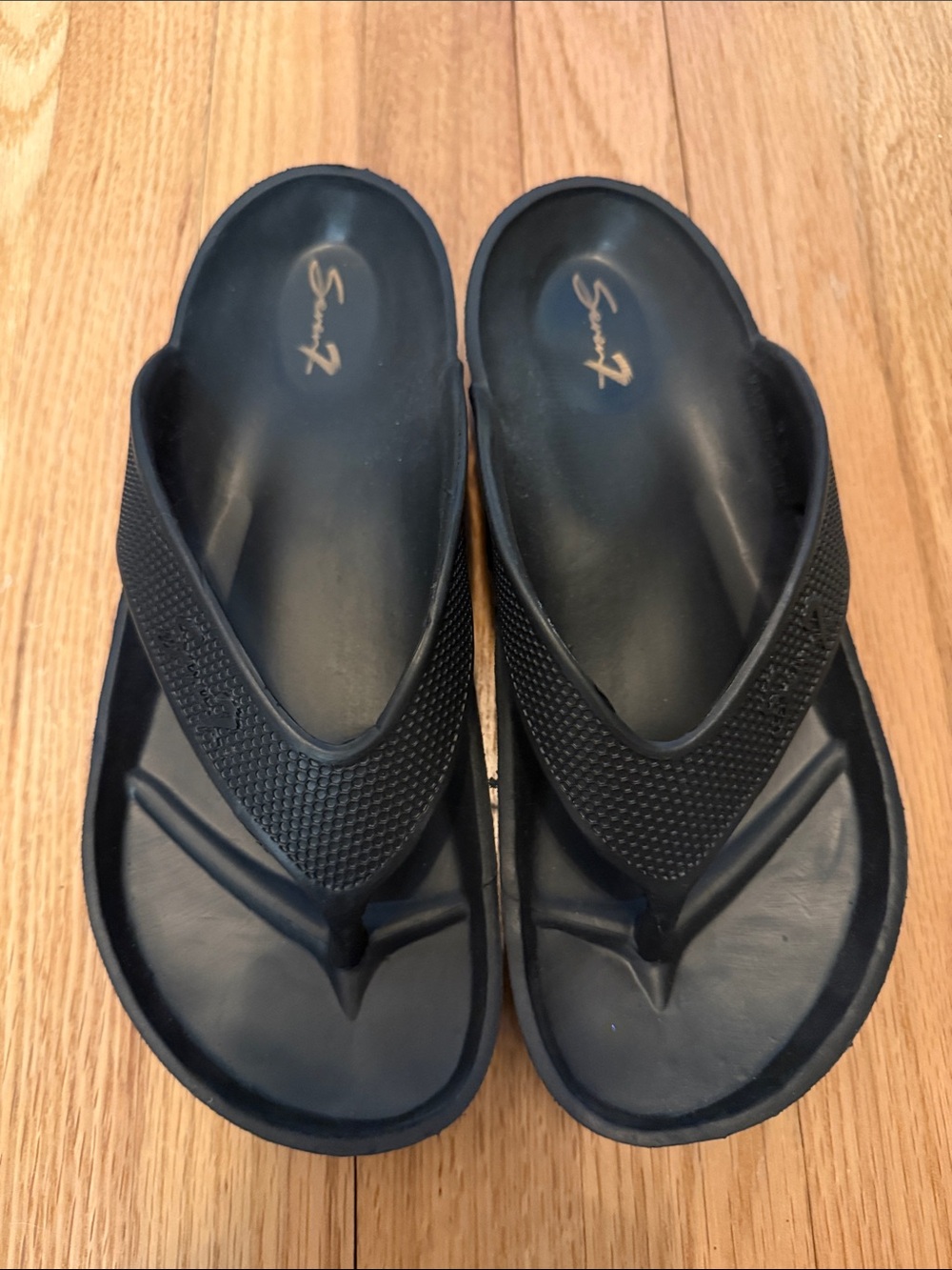 Seven7 Black Women's Slip-On Thong Sandals